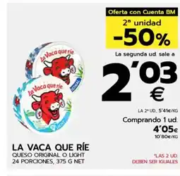 BM Supermercados LA VACA QUE RÍE Queso original o light 24 porciones oferta