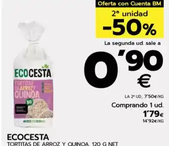 BM Supermercados ECOCESTA Tortitas de arroz y quinoa oferta