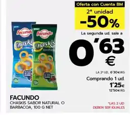 BM Supermercados FACUNDO Chaskis sabor natural o barbacoa oferta