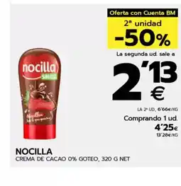 BM Supermercados NOCILLA Crema de cacao 0% goteo oferta