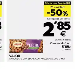 BM Supermercados VALOR Chocolate con leche con avellanas oferta