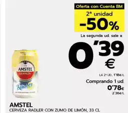 BM Supermercados AMSTEL Cerveza radler con zumo de limón oferta