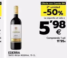 BM Supermercados EDERRA Tinto rioja reserva oferta