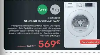 Cenor Secadora Samsung Dv90t5240tw S3 oferta