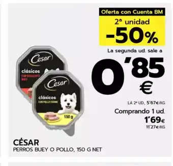 BM Supermercados CÉSAR Perros buey o pollo oferta