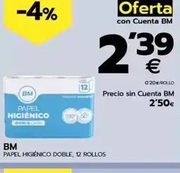 BM Supermercados BM Papel higiénico doble, 12 rollos oferta