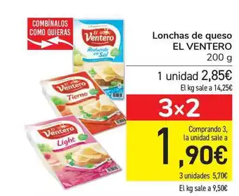 Carrefour El Ventero Lonchas de queso 200g oferta