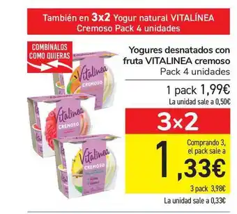 Carrefour Vitalinea Cremoso Yogures desnatados con fruta oferta