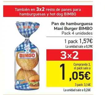 Carrefour Bimbo Maxi Burger Pan de hamburguesa Pack 4 unidades oferta