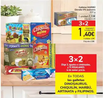 Carrefour Marbú Dorada 0% Azúcares Galletas 400g oferta