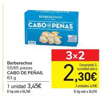 Carrefour Cabo De Peñas Berberechos 55/65 piezas 63g oferta