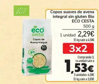 Carrefour Eco Cesta Copos suaves de avena Integral sin gluten Bio 500g oferta
