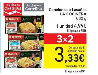 Carrefour La Cocinera Canelones o Lasañas 660g oferta