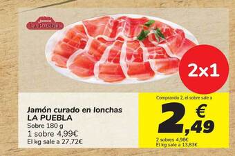 Carrefour La Puebla Jamóñ curado en lonchas 180g oferta