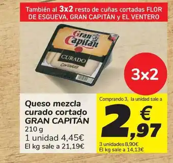 Carrefour Gran Capitán Queso mezcla curado cortado 210g oferta
