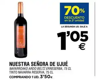 BM Supermercados Nuestra Señora De Ujué Tinto Navarra Reserva 75cl oferta