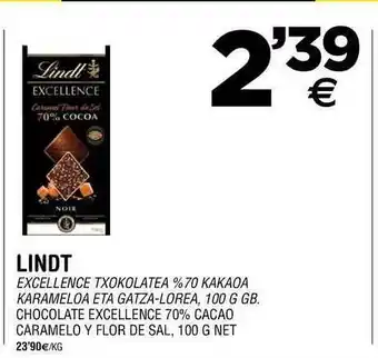 BM Supermercados Lindt Chocolate Excellence 70% Cacao Caramelo Y Flor De Sal 100g oferta