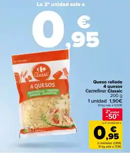 Carrefour CARREFOUR CLASSIC Queso rallado 4 quesos oferta