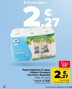 Carrefour CARREFOUR CLASSIC higiénico 2 capas Confort Compact oferta