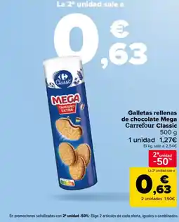 Carrefour CARREFOUR CLASSIC Galletas rellenas de chocolate Mega oferta