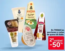 Carrefour En todas las porciones y cuñas de queso de italia. oferta