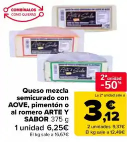 Carrefour Queso mezcla semicurado con aove, pimentón o al romero arte y sabor oferta