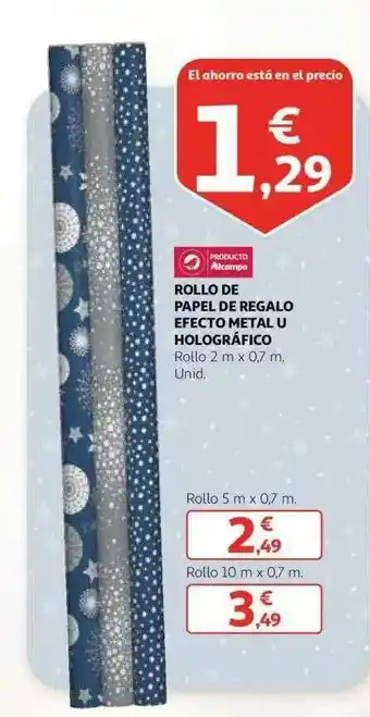 Alcampo Rollo De Papel De Regalo Efecto Metal U Holográfico oferta