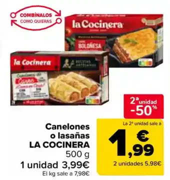 Carrefour LA COCINERA Canelones o lasañas oferta