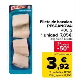 Carrefour PESCANOWA Filete de bacalao oferta