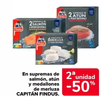 Carrefour CAPITÁN FINDUS En supremas de salmón, atún y medallones de merluza oferta