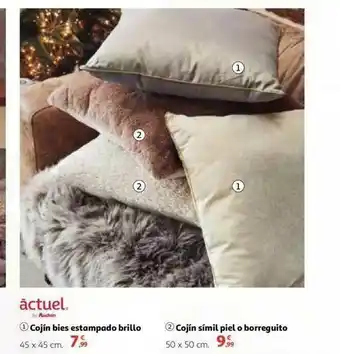 Alcampo Actuel Cojín Bies Estampado Brillo Cojín Símil Piel O Borreguito oferta