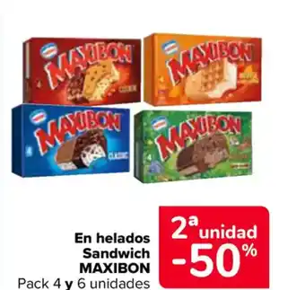 Carrefour MAXIBON En helados Sandwich oferta