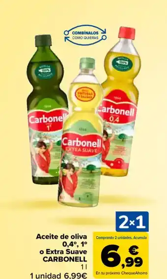 Carrefour CARBONELL de oliva 0,4°, 1° o Extra Suave oferta