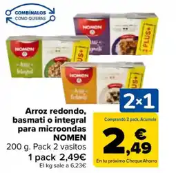 Carrefour NOMEN Arroz redondo, basmati o integral para microondas oferta