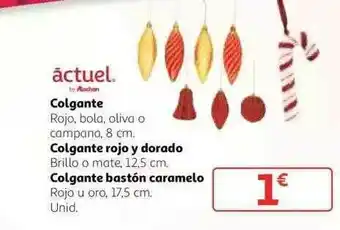 Alcampo Actuel Colgante Colgante Rojo Y Dorado Colgante Bastón Caramelo oferta