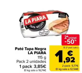 Carrefour LA PIARA Paté Tapa Negra oferta