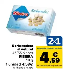 Carrefour RIBEIRA Berberechos al natural 45/55 piezas oferta