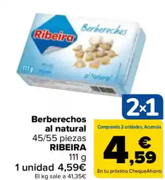 Carrefour RIBEIRA Berberechos al natural 45/55 piezas oferta