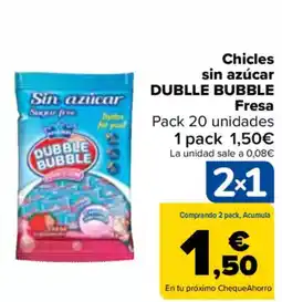 Carrefour DUBLLE BUBBLE Chicles sin azúcar Fresa oferta