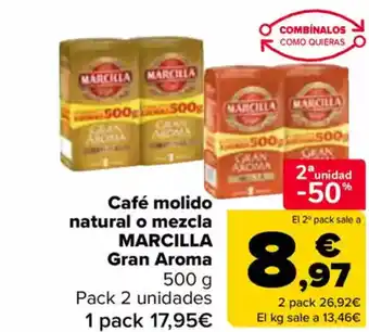 Carrefour MARCILLA Café molido natural o mezcla Gran Aroma oferta