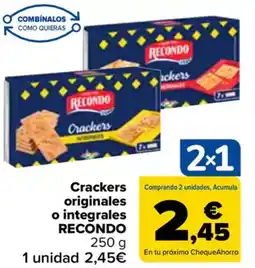 Carrefour RECONDO Crackers originales o integrales oferta