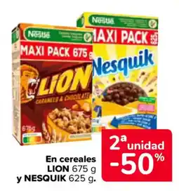 Carrefour LION y NESQUIK En cereales oferta