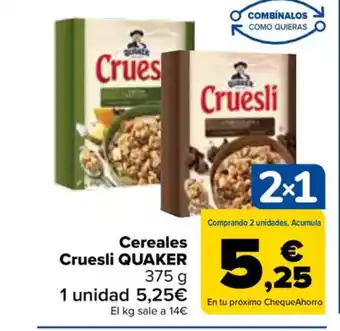 Carrefour QUAKER Cereales Cruesli oferta