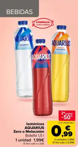 Carrefour AQUARIUS Isotónicos Zero o Melocotón oferta