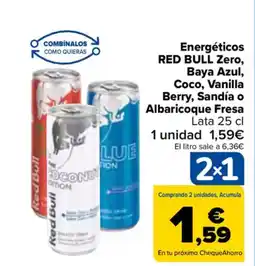 Carrefour RED BULL Energéticos Zero, Baya Azul, Coco, Vanilla Berry, Sandía o Albaricoque Fresa oferta