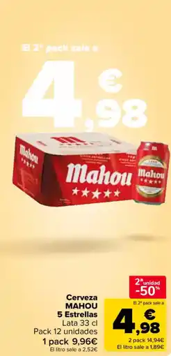 Carrefour MAHOU Cerveza 5 Estrellas oferta