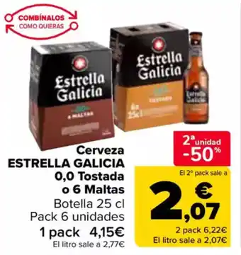 Carrefour ESTRELLA GALICIA Cerveza 0,0 Tostada o 6 Maltas oferta