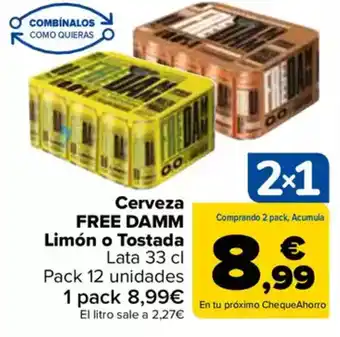 Carrefour FREE DAMM Cerveza Limón o Tostada oferta