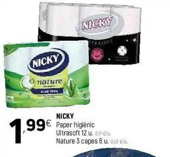 Coviran Nicky Paper Higiènic Ultrasoft Nature 3 Capes oferta