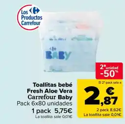 Carrefour CARREFOUR BABY 2 unidad Toallitas bebé Fresh Aloe Vera oferta